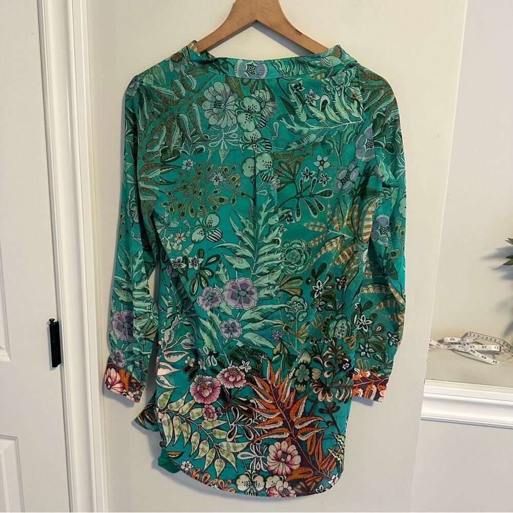 Soft Surroundings Green Floral Botanical Top Blouse XS - Picture 2 of 11